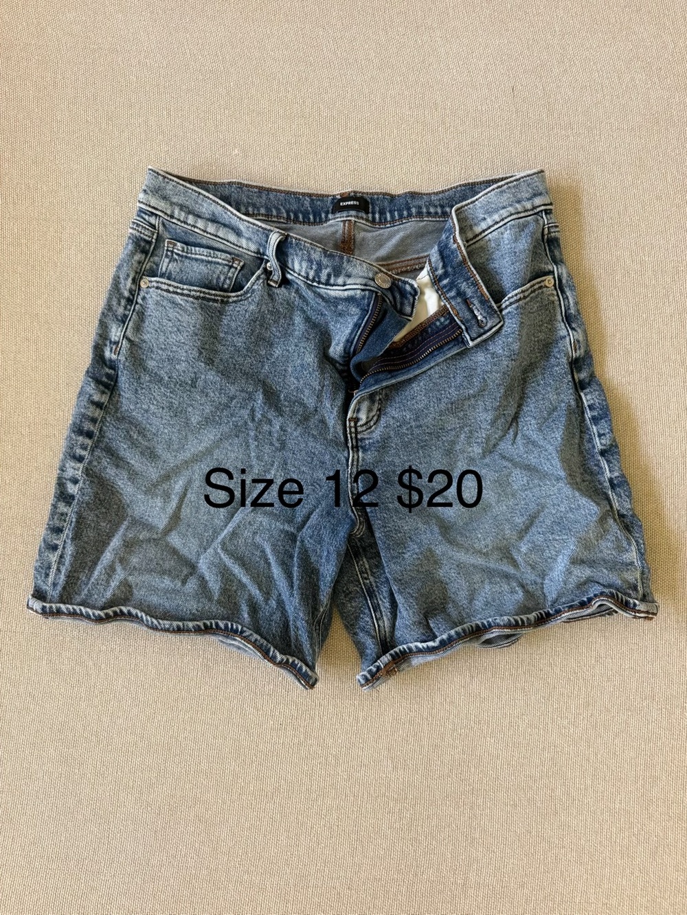 Express Blue High-Rise Denim Bermudas